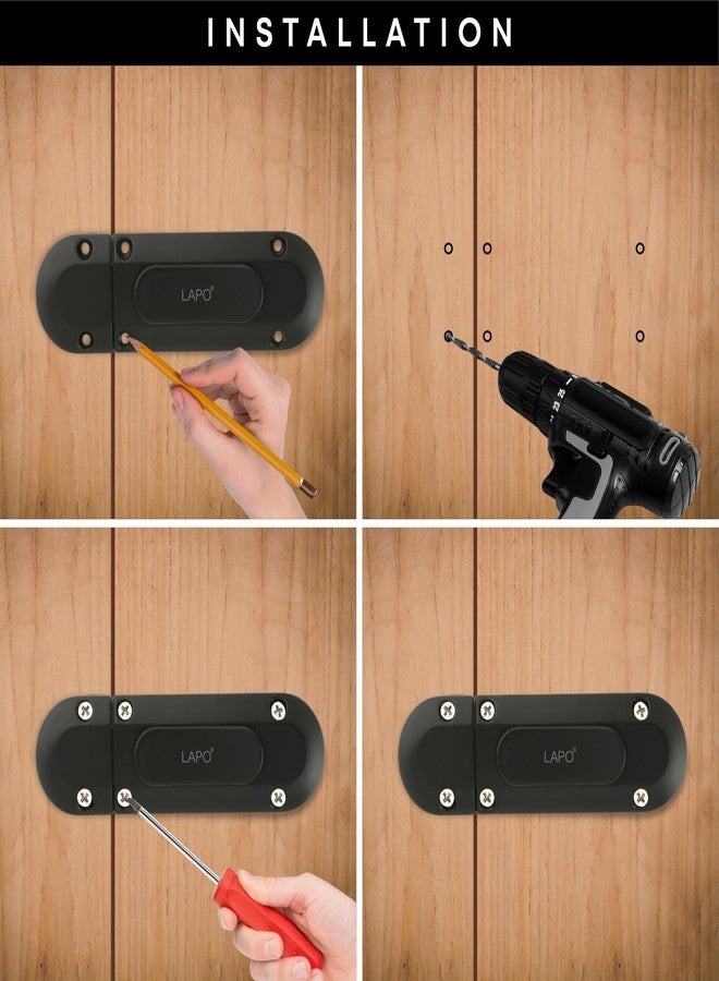 LAPO 1 Piece Latch Lock for Home, Door Latches for Bathroom, Chitkani Door Stopper, Baby Latch for Balcony, Bedroom, Storeroom (Material- Zinc, Black Finish, 3 Years Warrany)-YOT - Image 3